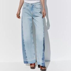 Zara split denim wide leg jeans